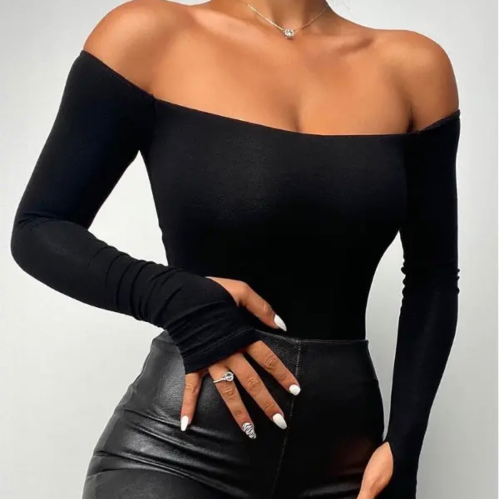 Black off the shoulder top